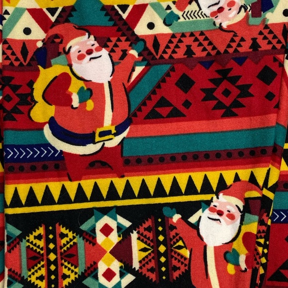 LuLaRoe TC2 Adult Holiday Leggings Aztec Santa - Picture 5 of 8